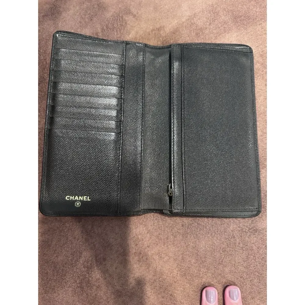 Vintage Chanel Bifold Long Wallet W COA Missing Zipper pull